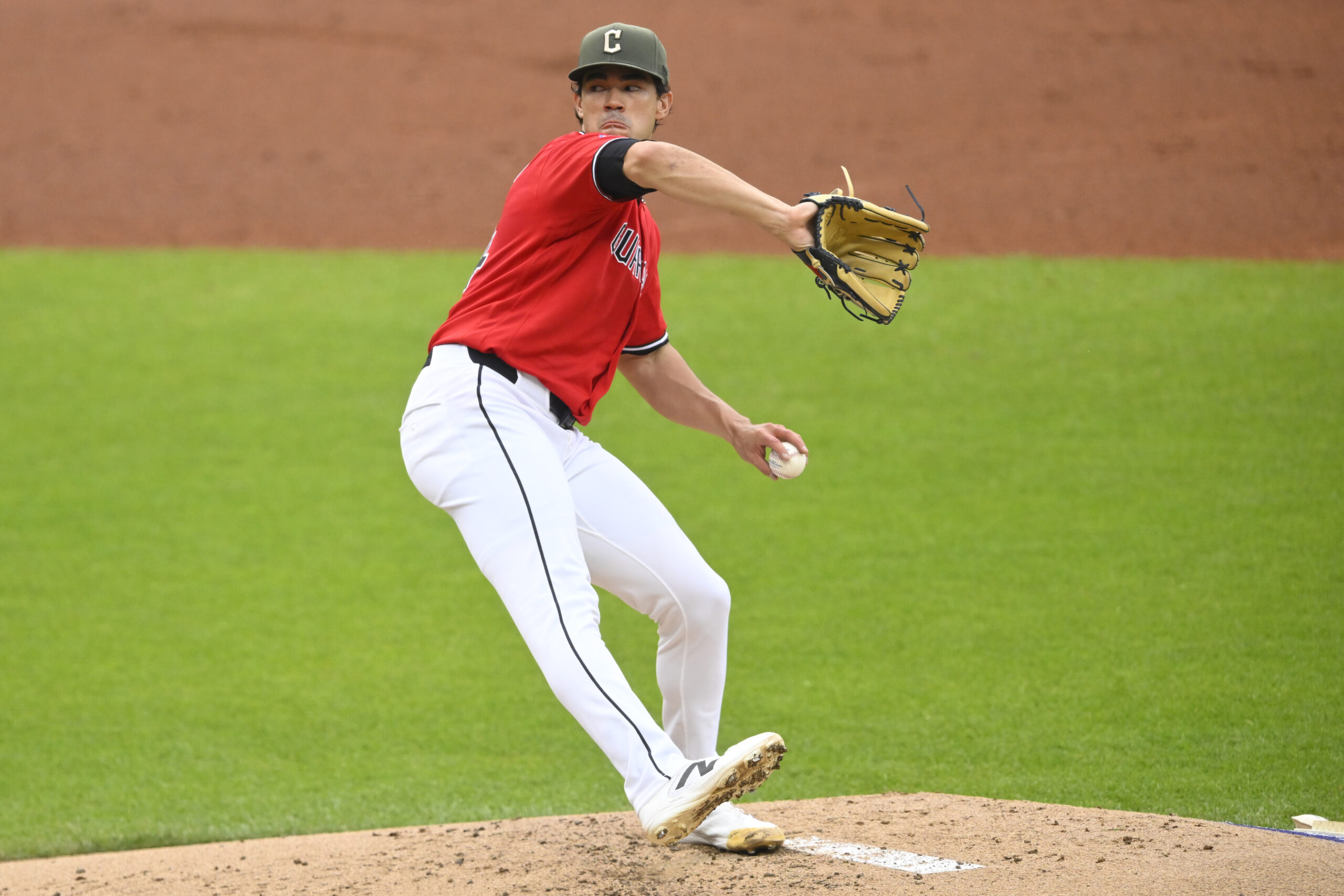 May 16, 2026; Cleveland, Ohio, USA; Cleveland Guardians starting pitcher Joey Cantillo (54) delivers a pitch in the second inning against the Cincinnati Reds at Progressive Field. Mandatory Credit: David Richard-Imagn Images