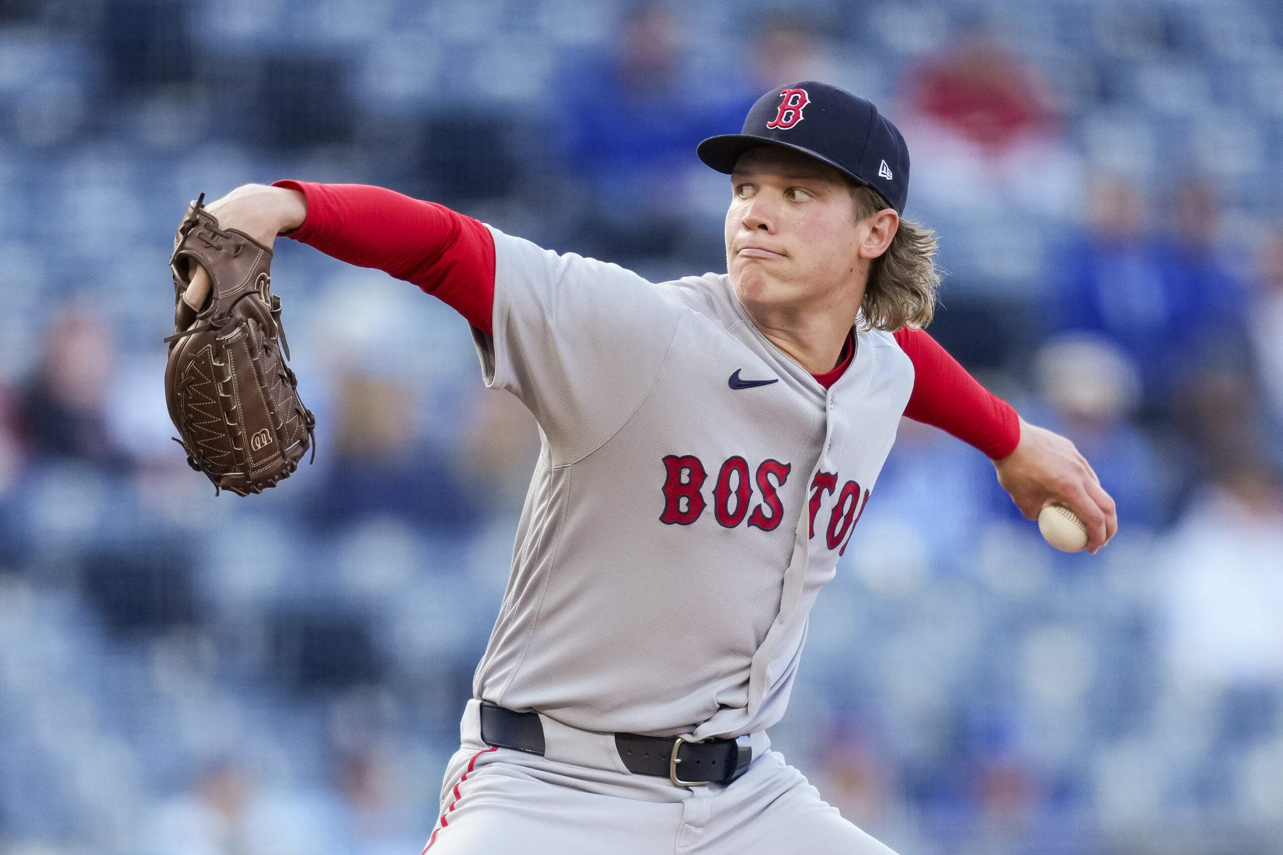 May 20, 2026; Kansas City, Missouri, USA; Boston Red Sox starting pitcher Connelly Early (71) pitches during the first inning against the Kansas City Royals at Kauffman Stadium. Mandatory Credit: Jay Biggerstaff-Imagn Images