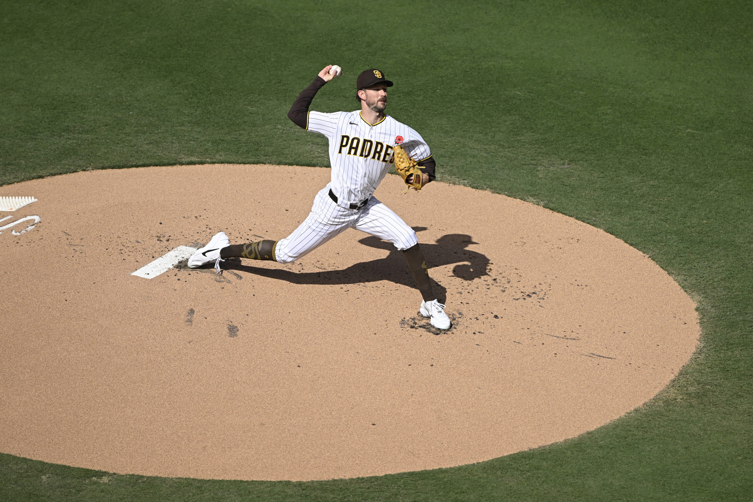 May 25, 2026; San Diego, California, USA; San Diego Padres pitcher Griffin Canning (17) delivers during the the first inning against the Philadelphia Phillies at Petco Park. Mandatory Credit: Denis Poroy-Imagn Images