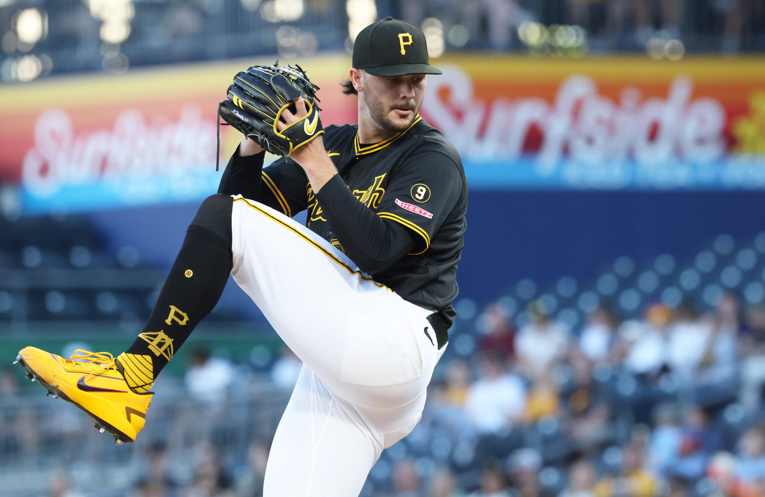 May 28, 2026; Pittsburgh, Pennsylvania, USA; Pittsburgh Pirates starting pitcher Paul Skenes (30) pitches against the Chicago Cubs during the third inning at PNC Park. Mandatory Credit: Charles LeClaire-Imagn Images