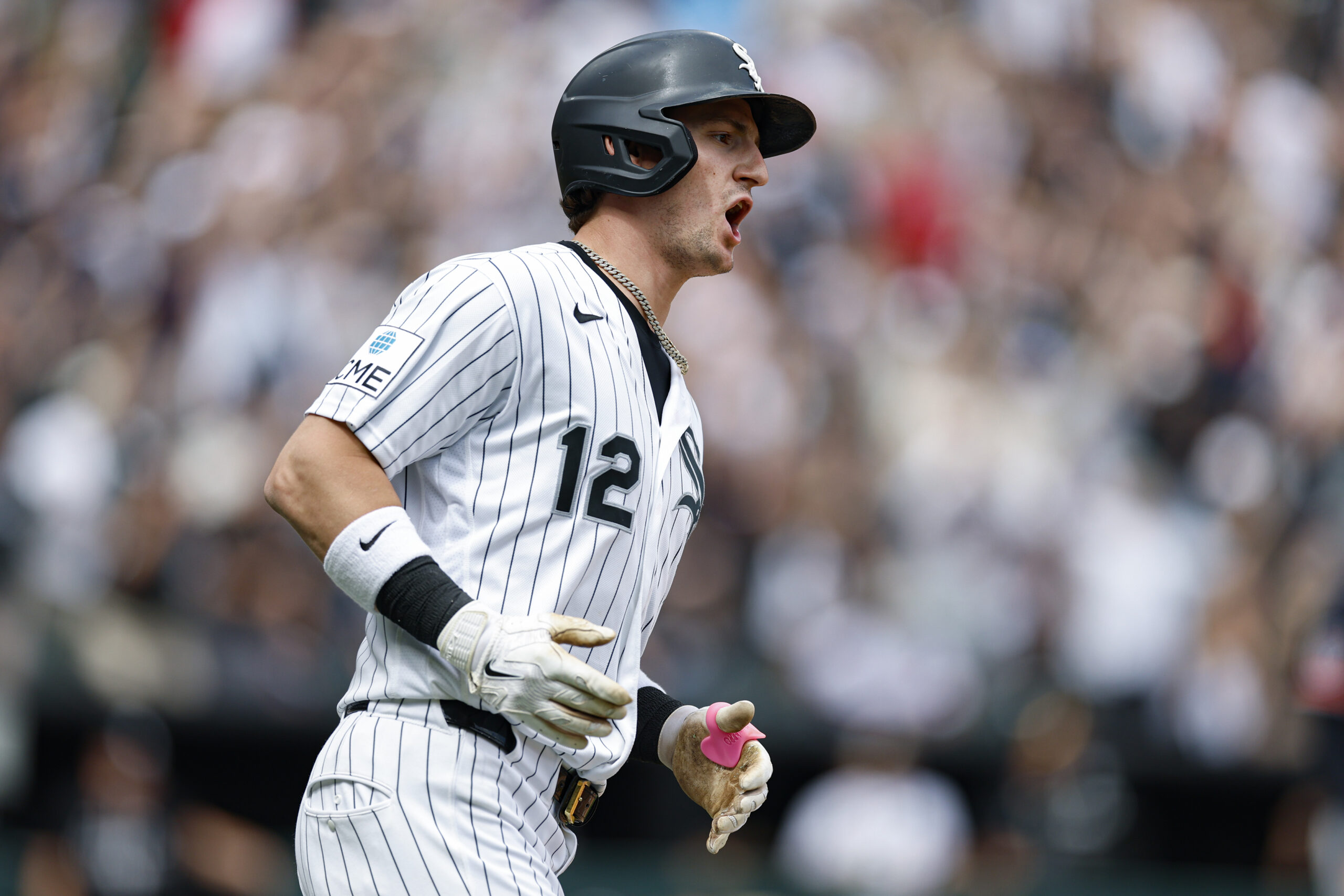 May 31, 2026; Chicago, Illinois, USA; Chicago White Sox shortstop Colson Montgomery (12) rounds the bases after hitting a solo home run against the Detroit Tigers during the seventh inning at Rate Field. Mandatory Credit: Kamil Krzaczynski-Imagn Images