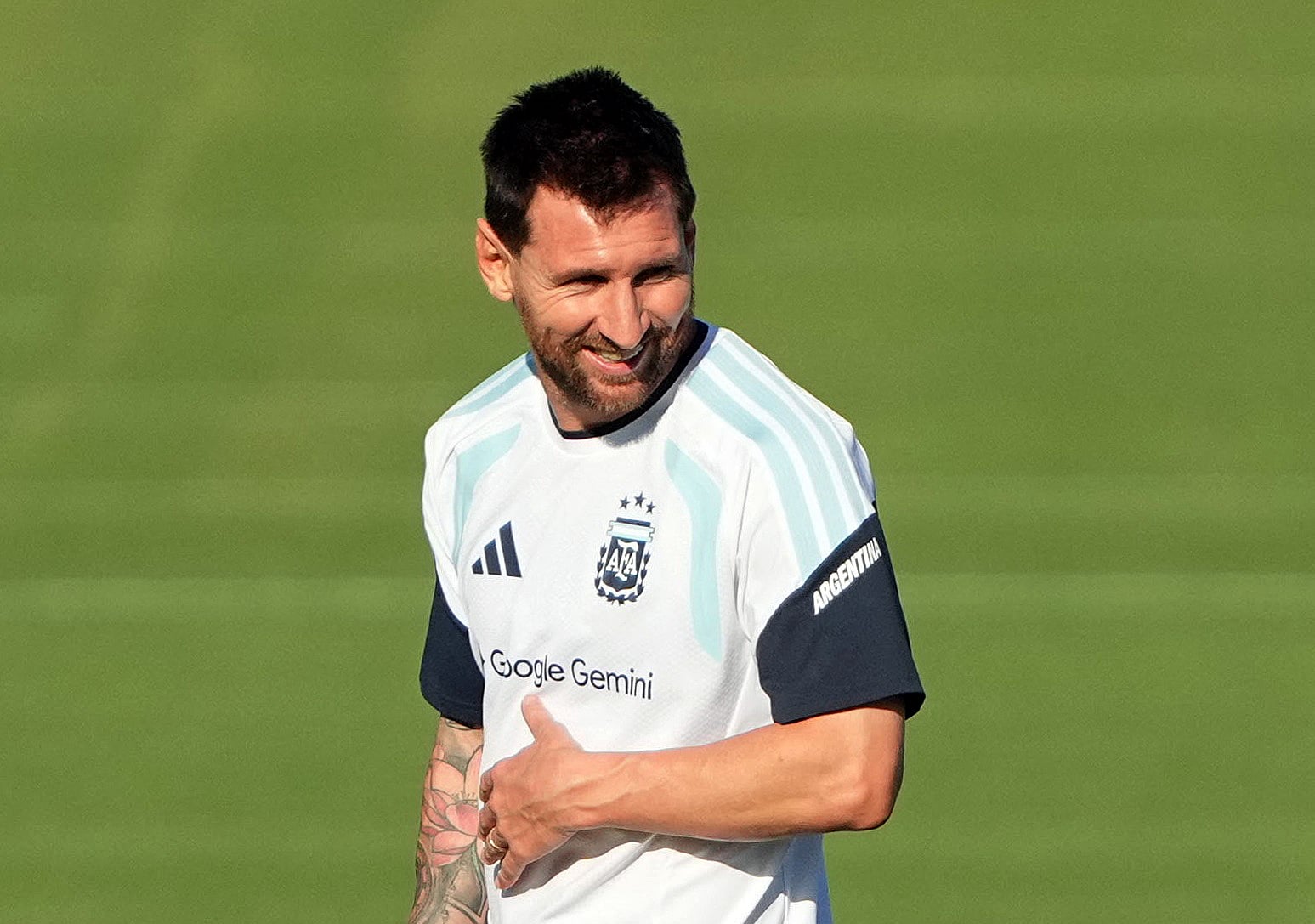 June 11, 2026; Kansas City, Kansas, U.S.; Argentina's Lionel Messi during training.  Mandatory Credit: Denny Medley-Imagn Images