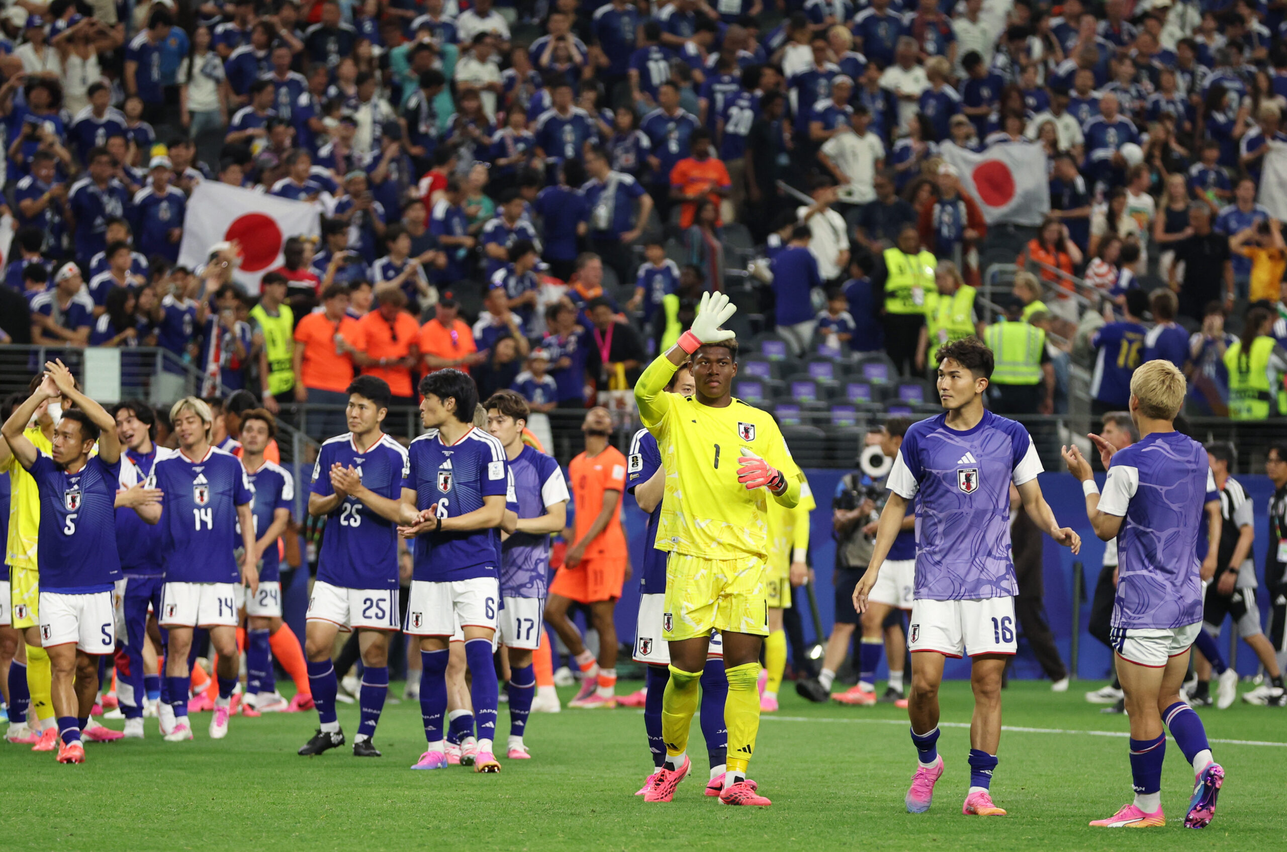 June 14, 2026; Arlington, Texas, U.S.; Japan's Zion Suzuki reacts after the match. Mandatory Credit: Tim Heitman-Imagn Images
