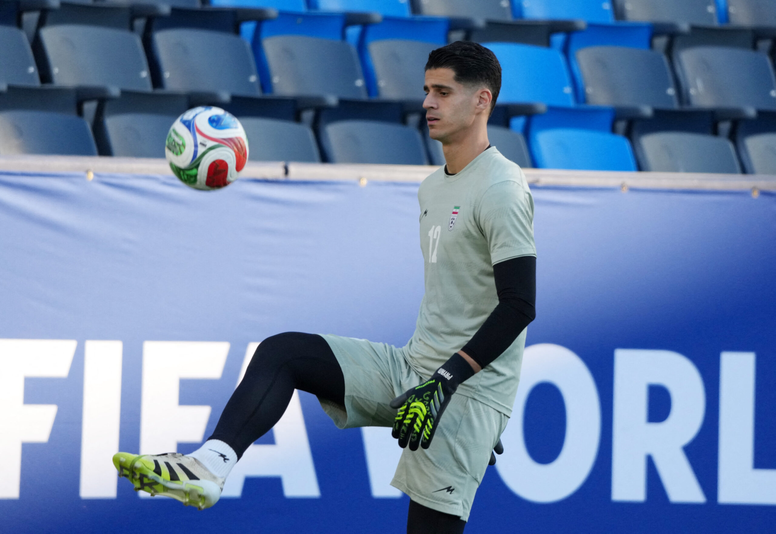 June 14, 2026; Carson, California, U.S.; Iran's Payam Niazmand during training.  Mandatory Credit: Kirby Lee-Imagn Images